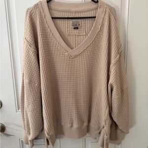 American Eagle Outfitters V-Neck Beige Sweater